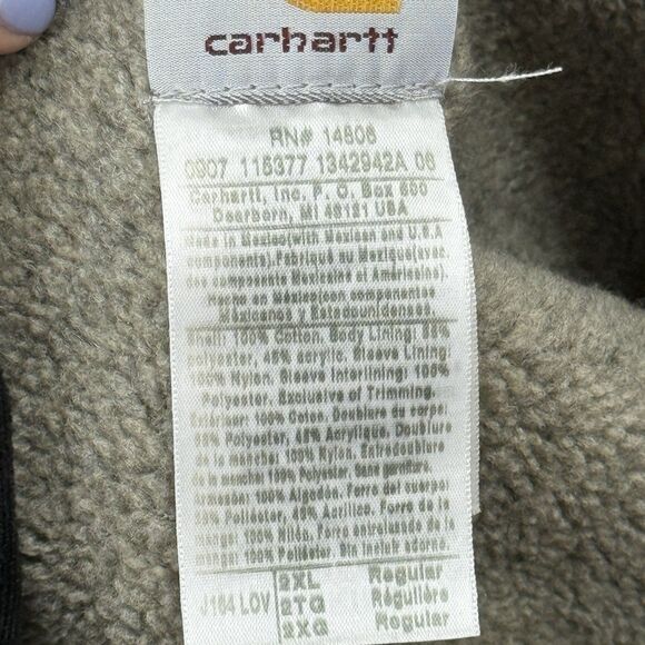 Vtg Carhartt J164 LOV Sherpa Lined Jacket Size 2XL Green Light Olive Rare Chore - Picture 11 of 13